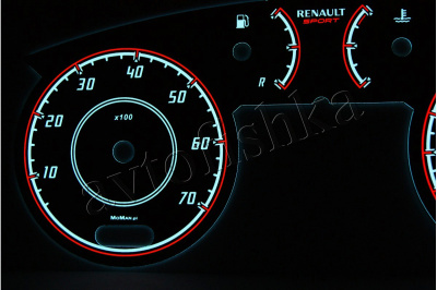 Renault Scenic 1999-2003 рестайл светодиодные шкалы (циферблаты) на панель приборов - дизайн 1