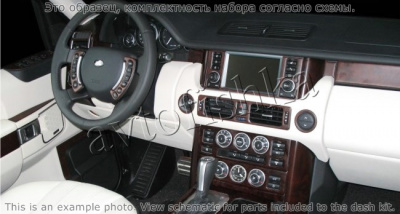 Декоративные накладки салона Land Rover Range Rover 2007-2009 полный набор, Автоматическая коробка передач